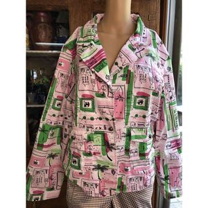 Soho Clothing Company Casual Printed Button Front Jacket Colla Long Sleeves 3XL